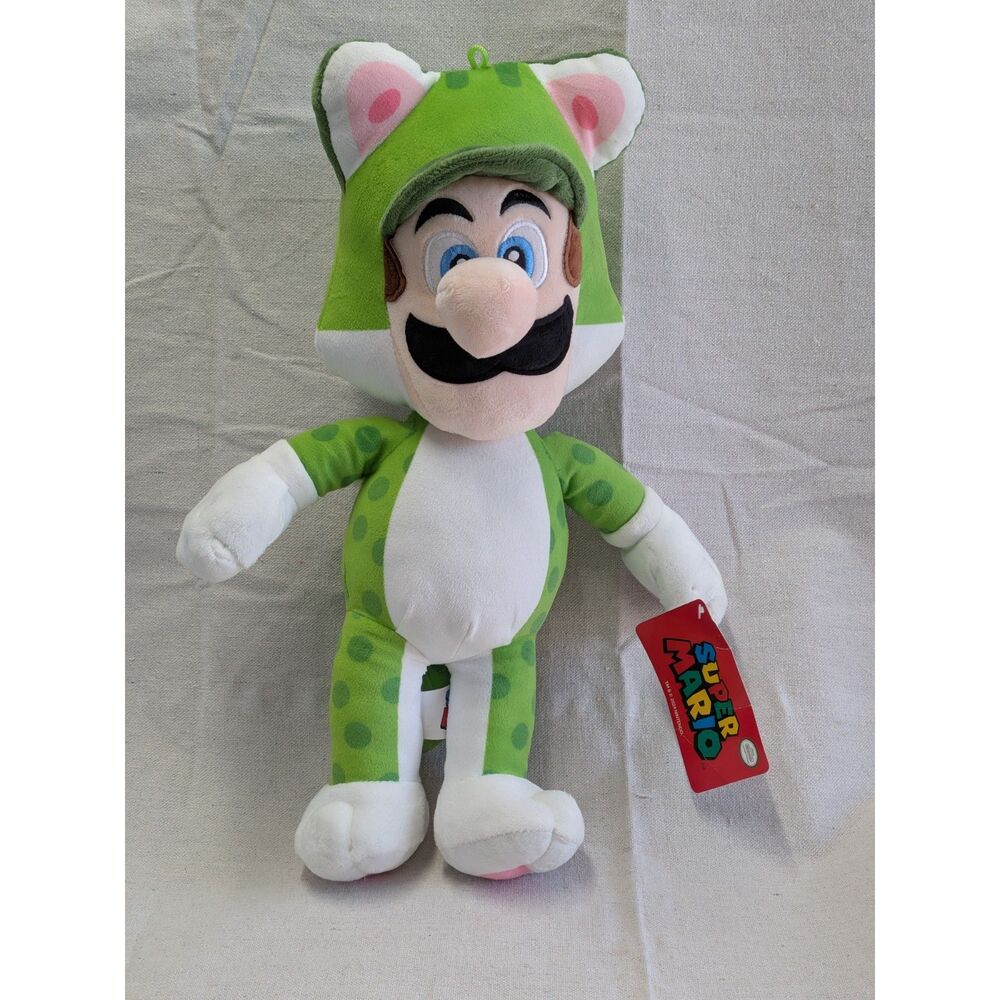 NWT Super Mario Cat Luigi Plush 18" Nintendo 2024 Good Stuff Green Cat Suit